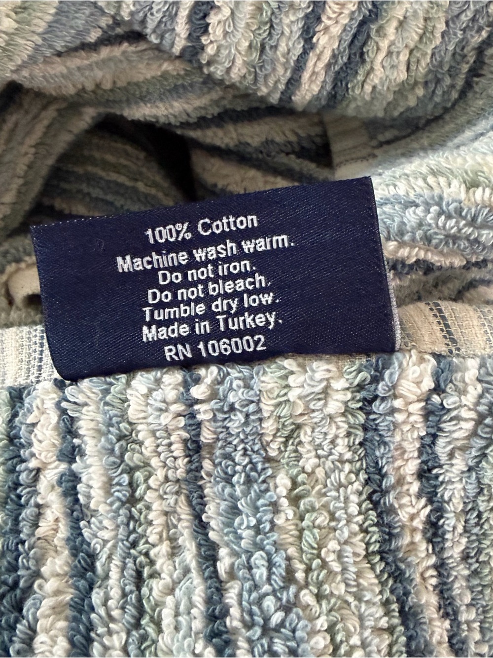 NWT Brooks Brothers Premium Turkish Aqua Green Striped Bath Towels Set of 3 - Picture 5 of 6